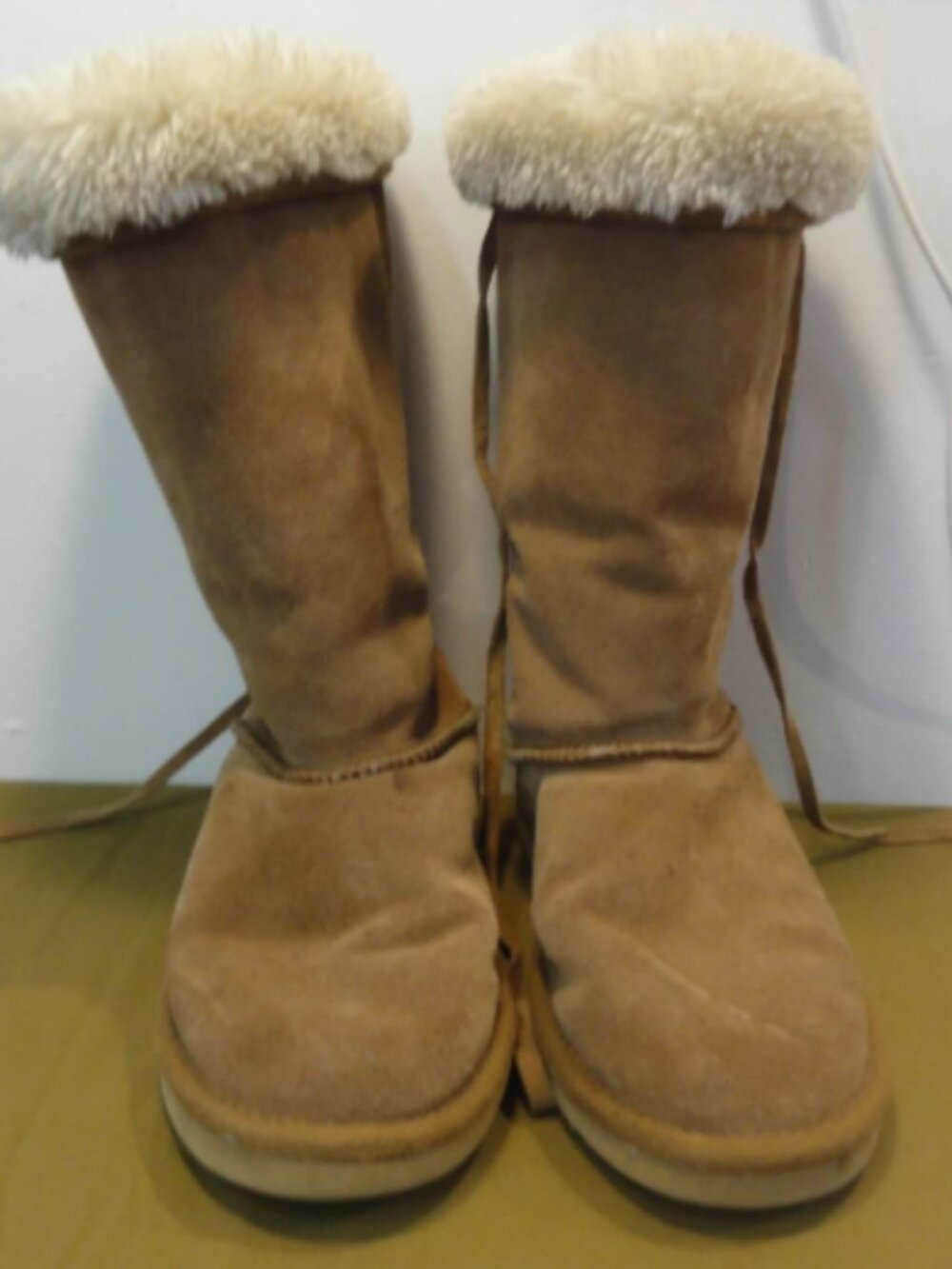 DISC LAMO WOMENS LOOKOUT SNOW MOCCASIN MUKLUKS FUR LINED BOOTS SIZE 7 LD 7356